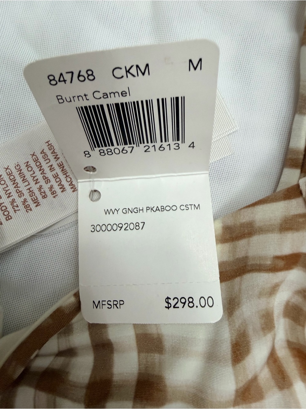 NWT Coach Warped Plaid Strapless One Piece Swimsuit Molded Bustier M - Picture 3 of 7